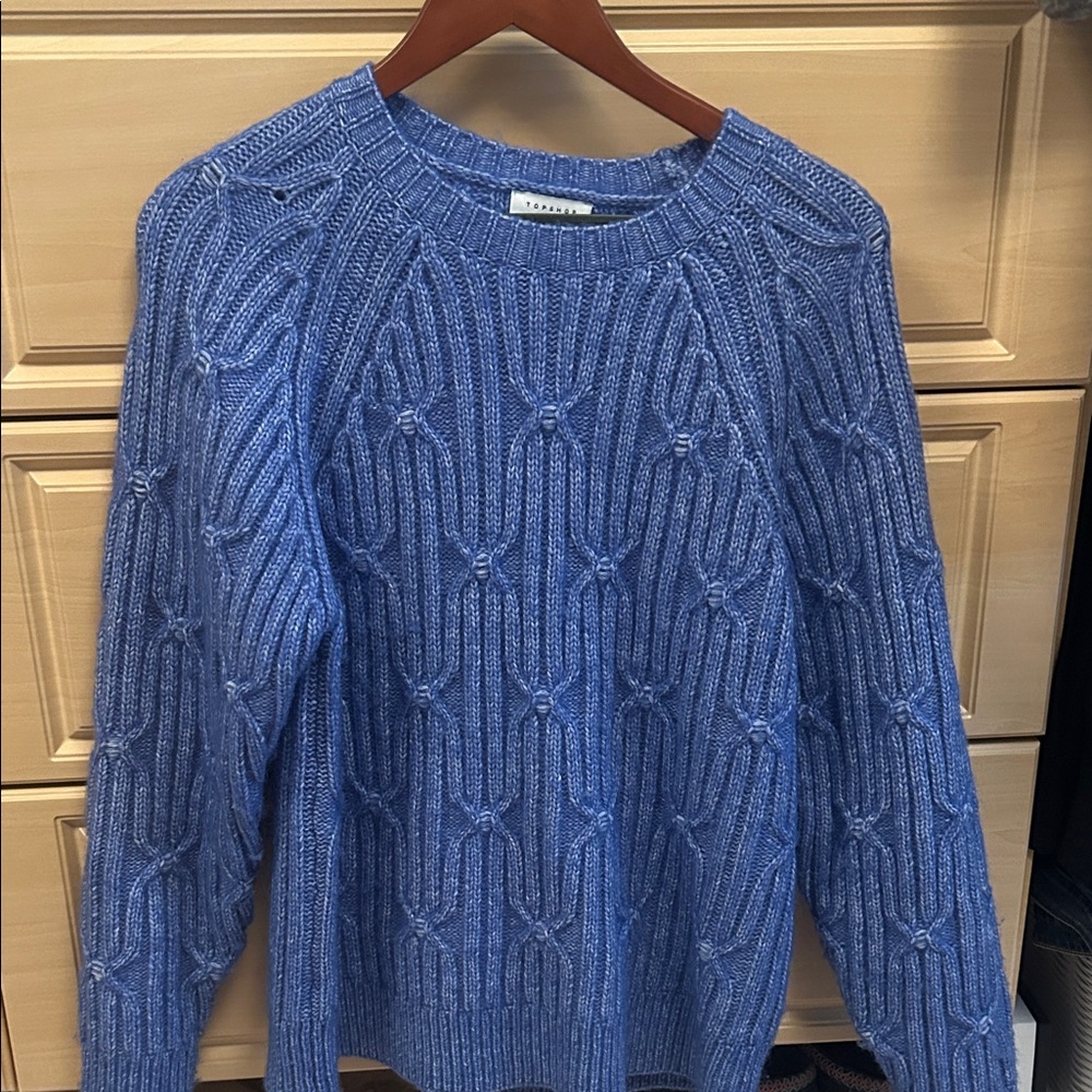 Talbots Periwinkle Cable-Knit Crewneck Sweater